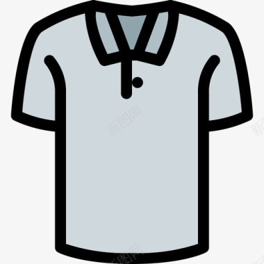 马球衫衣服和附件2线颜色图标图标