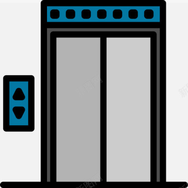 电梯酒店80线性颜色图标图标