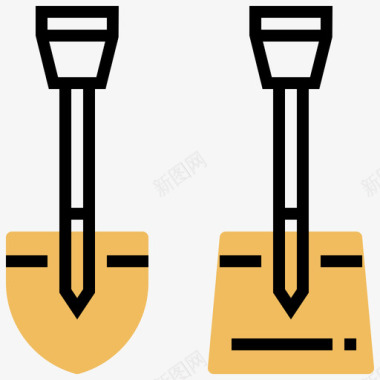 铁锹施工工具9黄影图标图标