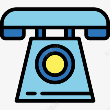 电话手机和电话线颜色图标图标
