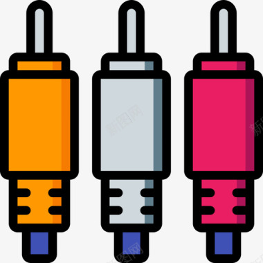 插孔电缆pc组件5线颜色图标图标