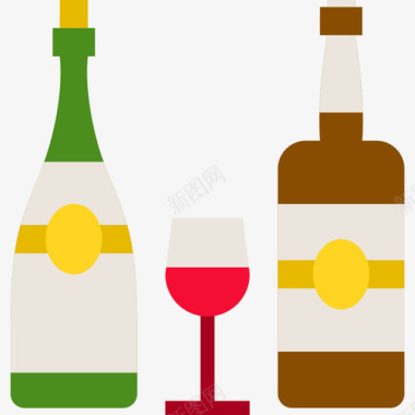 葡萄酒聚会和庆祝活动5平淡图标图标