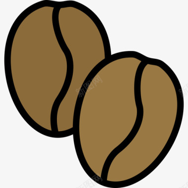 咖啡豆食品87线性颜色图标图标