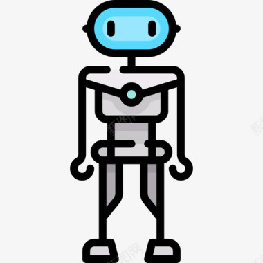 机器人未来技术13线颜色图标图标
