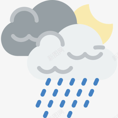下雨55号天气平坦图标图标