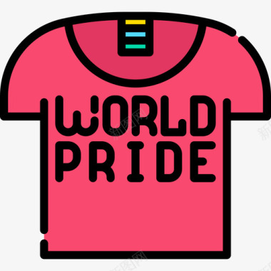 衬衫世界骄傲日线性颜色图标图标