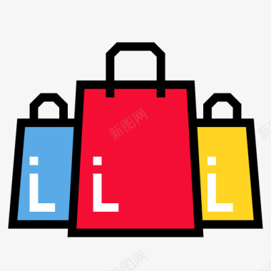 购物袋网购29线性颜色图标图标