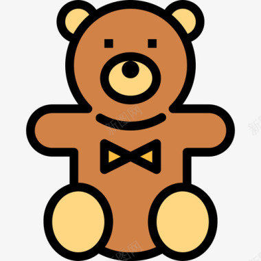 泰迪熊18岁生日派对直线颜色图标图标