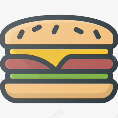 汉堡食物42原色图标图标