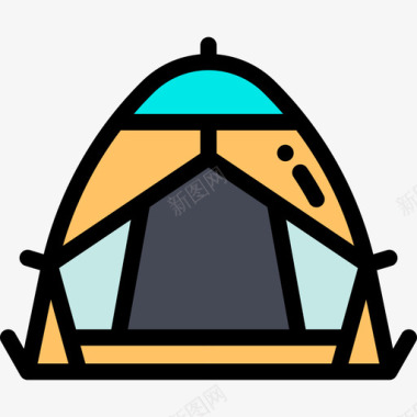 帐篷假日旅行7线性颜色图标图标