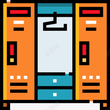 37运动型储物柜线性颜色图标图标