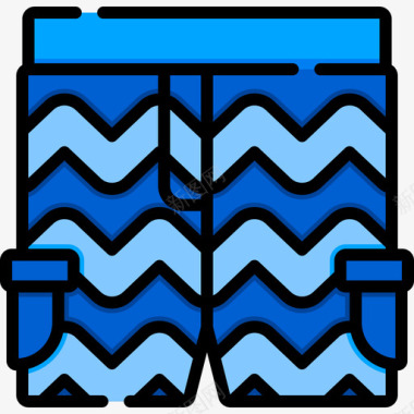 泳衣热带7线性颜色图标图标