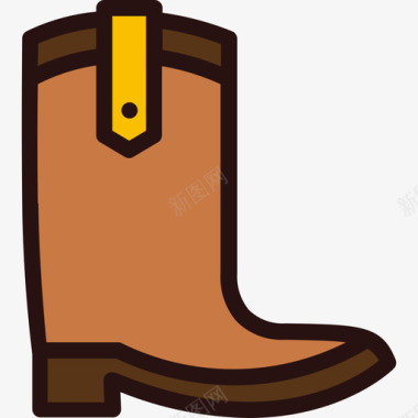 靴子德克萨斯州线性颜色图标图标