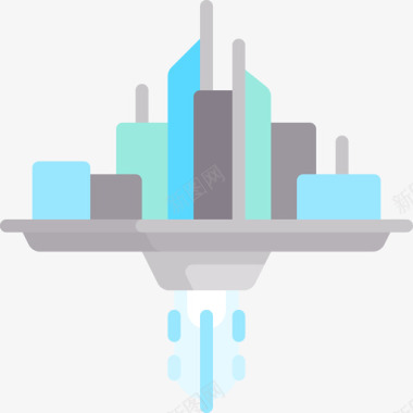 城市未来科技14号平坦图标图标