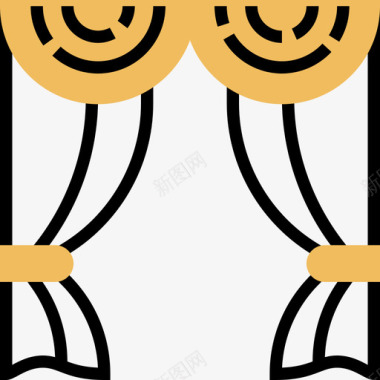 窗帘马戏团元素黄色阴影图标图标