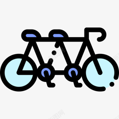 串联自行车14线性颜色图标图标