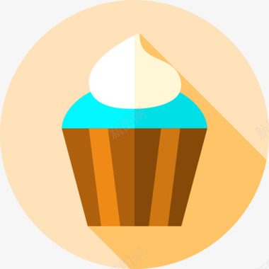 纸杯蛋糕甜点和糖果2个扁平图标图标