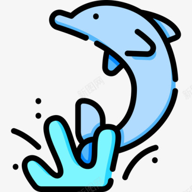 海豚自然27线性颜色图标图标