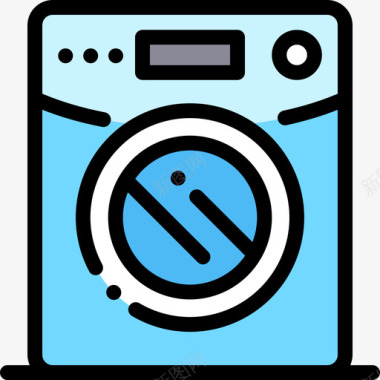 洗衣机酒店91线性颜色图标图标