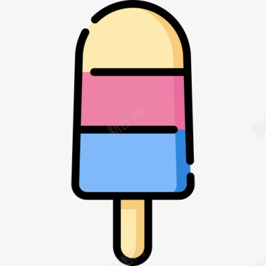 冰棒冰淇淋店2线性颜色图标图标
