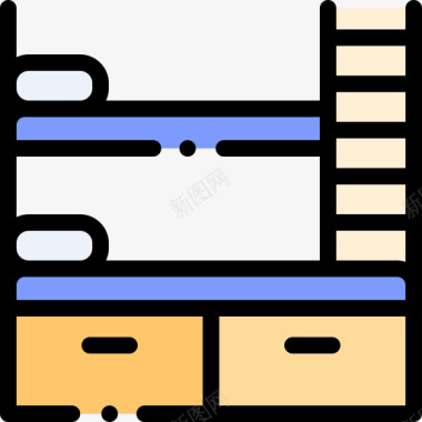 双层床家装9线性颜色图标图标