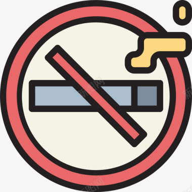 禁止吸烟87号酒店直线颜色图标图标