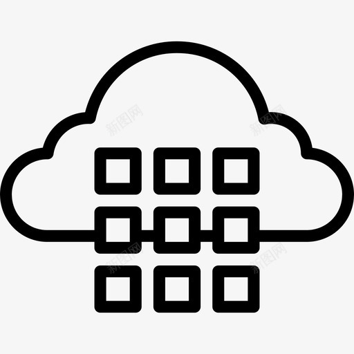 云计算云3线性图标svg_新图网 https://ixintu.com 云3 云计算 线性