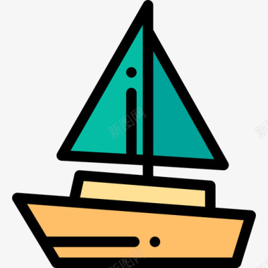 帆船婴儿57线性颜色图标图标