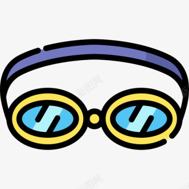 护目镜水上锦标赛线性颜色图标图标