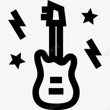 吉他摇滚乐8线性图标图标