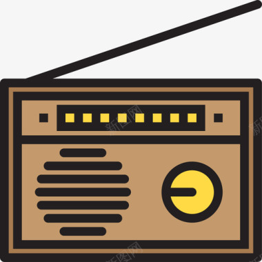 收音机天线设备6线性彩色图标图标
