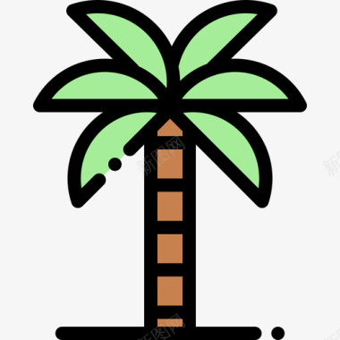 棕榈树热带15线形颜色图标图标