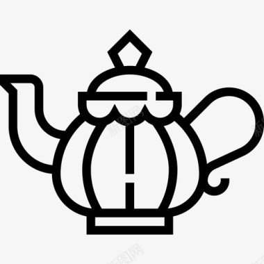 茶壶厨房工具11线性图标图标