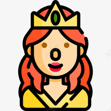 女王皇室4线性颜色图标图标