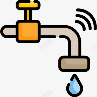 水龙头物联网33线颜色图标图标