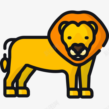 狮子狩猎6线性颜色图标图标