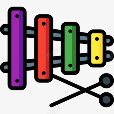 木琴玩具12线性颜色图标图标