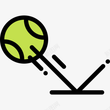 弹跳网球线性颜色图标图标
