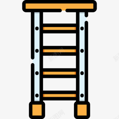 梯子木工工具和元件3线颜色图标图标