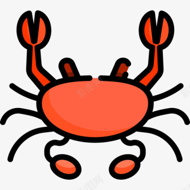 螃蟹夏季11线形颜色图标图标