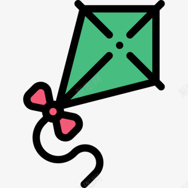 风筝野餐和烧烤线性颜色图标图标