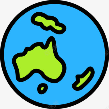 澳大利亚环球3线性颜色图标图标