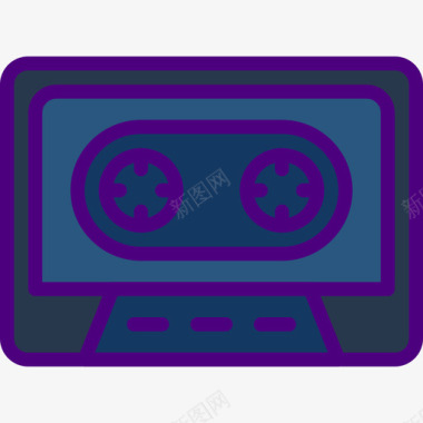 盒式磁带音乐和乐器6线性彩色图标图标