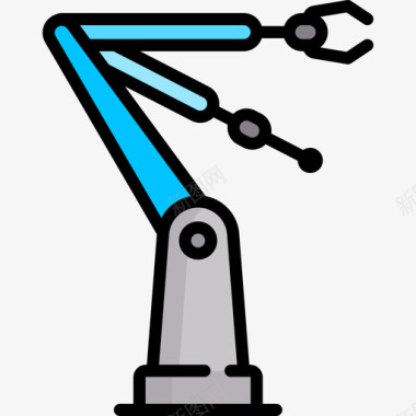 机器人手臂未来技术13线颜色图标图标