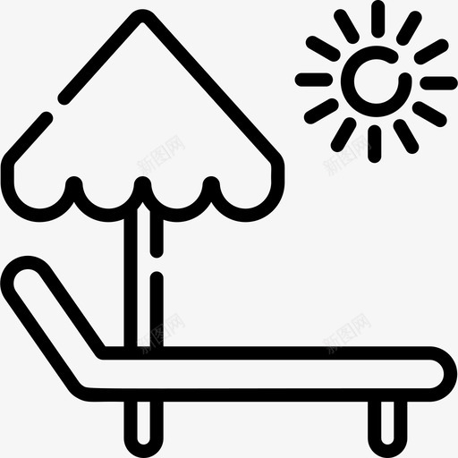 躺椅夏季13直线型图标svg_新图网 https://ixintu.com 夏季13 直线型 躺椅
