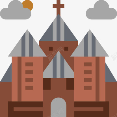 犹太教堂城市元素32平面图标图标