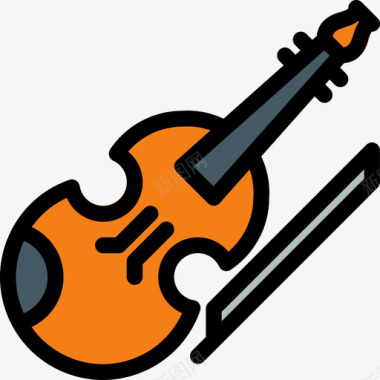 小提琴音乐46线性色彩图标图标