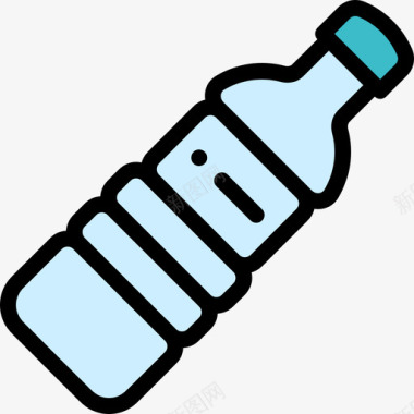 水瓶野餐和烧烤线性颜色图标图标
