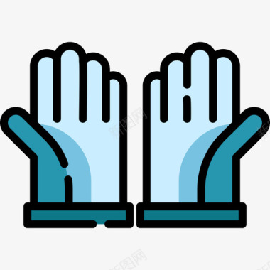 手套帮助和支持9线性颜色图标图标