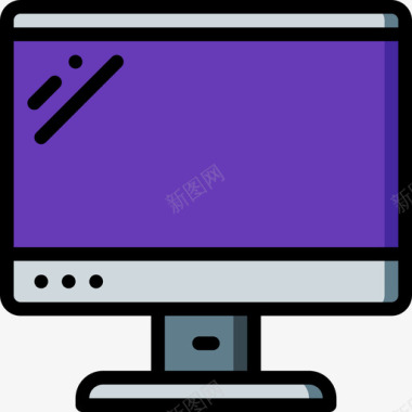 显示器pc组件5线性颜色图标图标